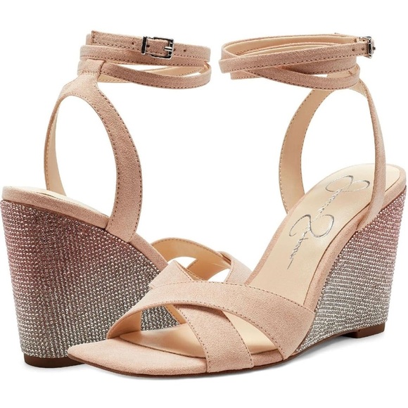 JESSICA SIMPSON | Arlisa Ankle strap wedge SZ 8 pink blush New - Picture 2 of 7